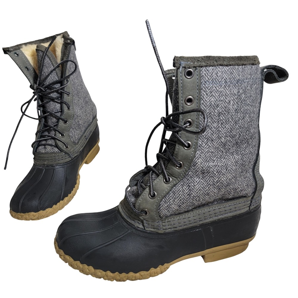 L.L. Bean 10" Shearling Lined Herringbone Bean Boots Womens 7 M Duck Boot 505854